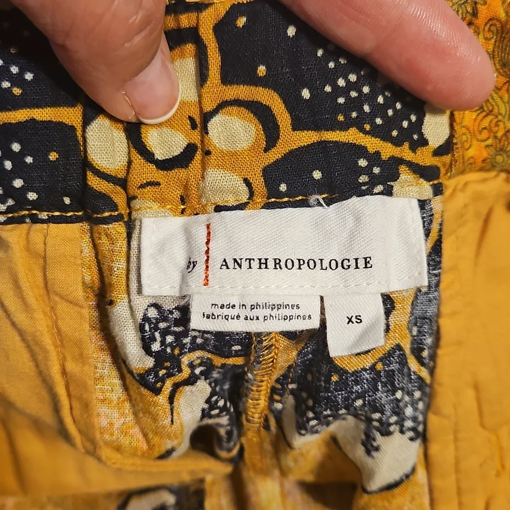 Anthropologie XS Yellow Floral Print Tie‎ Waist Shorts